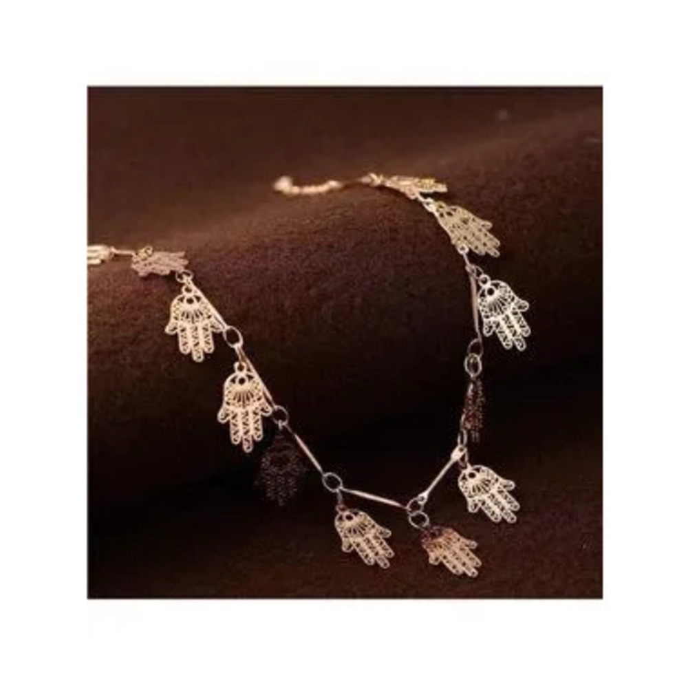 Gold 14k Gold Plated Hamsa Charm Bracelet